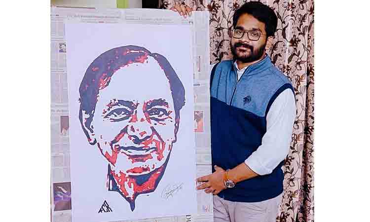 CM KCR Birthday | కేసీఆర్ వీరాభిమాని.. పొట్రైట్‌తో బ‌ర్త్ డే శుభాకాంక్ష‌లు