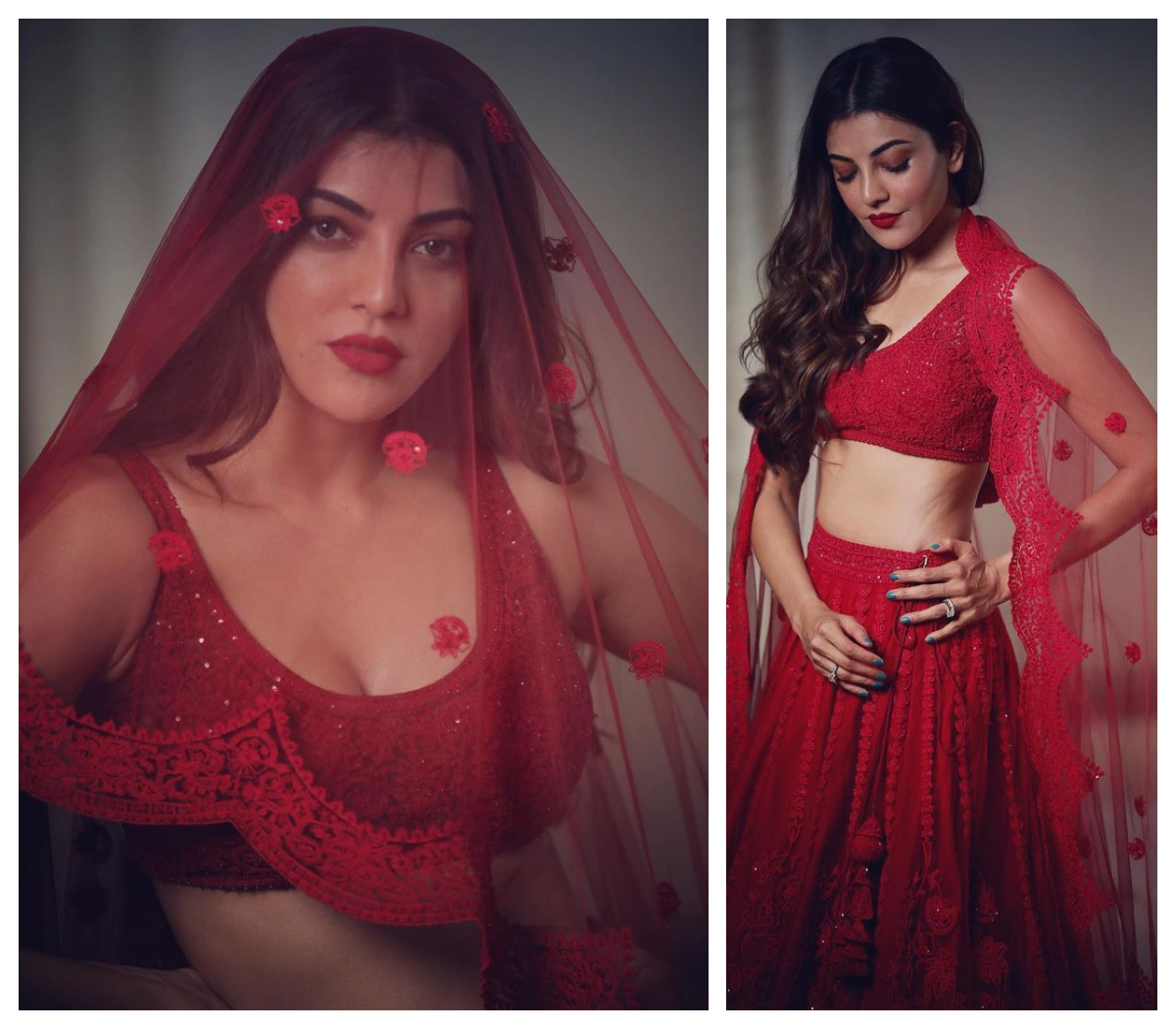 Kajal Aggarwal | రెడ్ కలర్ డ్రెస్‌లో కాజల్ అగర్వాల్ బ్యూటిఫుల్ ఫొటో షూట్..