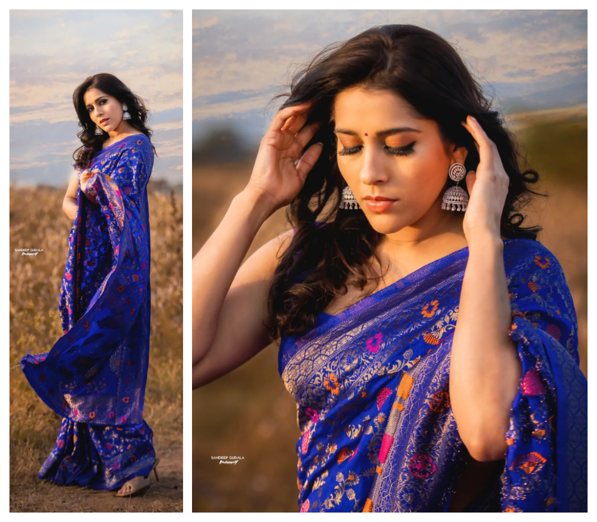 Rashmi Gautam | బ్లూ కలర్ చీరలో మెస్మరైజ్ చేస్తున్న రష్మి గౌతమ్..