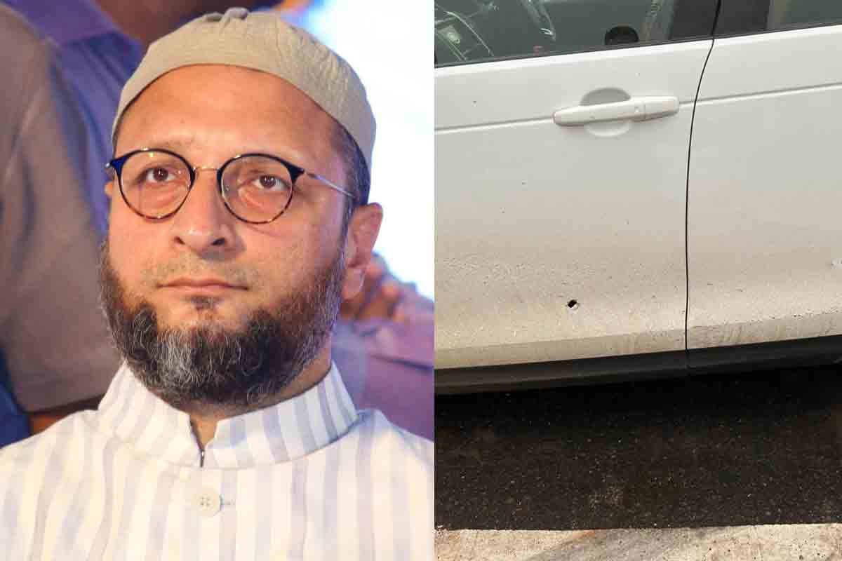 అస‌దుద్దీన్ ఒవైసీ కారుపై కాల్పులు.. తృటిలో ప్ర‌మాదం నుంచి బ‌య‌ట‌ప‌డ్డ ఒవైసీ