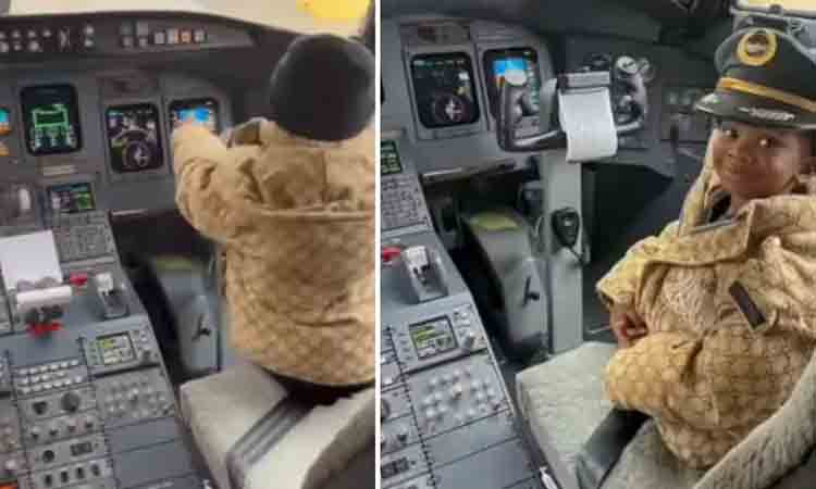 విమానం పైలెట్‌ సీటులో 2 ఏళ్ల బుడ‌త‌డు.. ఏం చేశాడో తెలుసా? వైర‌ల్ వీడియో