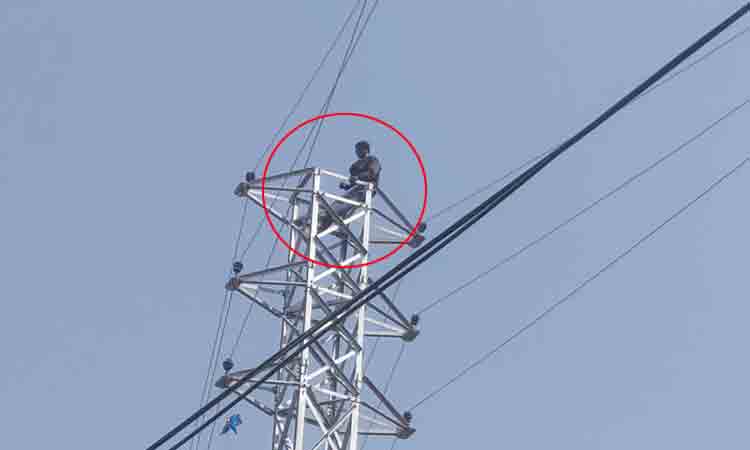 హై టెన్ష‌న్ విద్యుత్ ట‌వ‌రెక్కిన మోహ‌న్ బాబు..