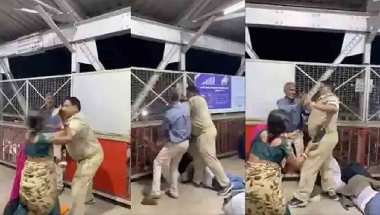 Viral Video: పోలీస్‌ను చెప్పుతో కొట్టిన మహిళ… ఎందుకంటే?