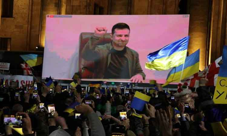 జూమ్ ద్వారా అమెరికా సేనేట్‌లో జెలెన్‌స్కీ ప్ర‌సంగం