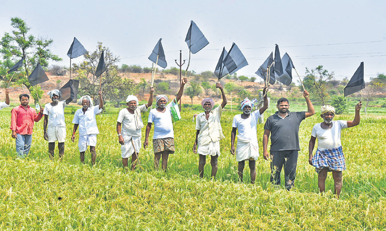 ఎగిరింది నల్లజెండా-కేంద్ర ప్రభుత్వ వైఖరిని ఎండగట్టిన రైతులు..నిరసనే తెలంగాణ నిండా