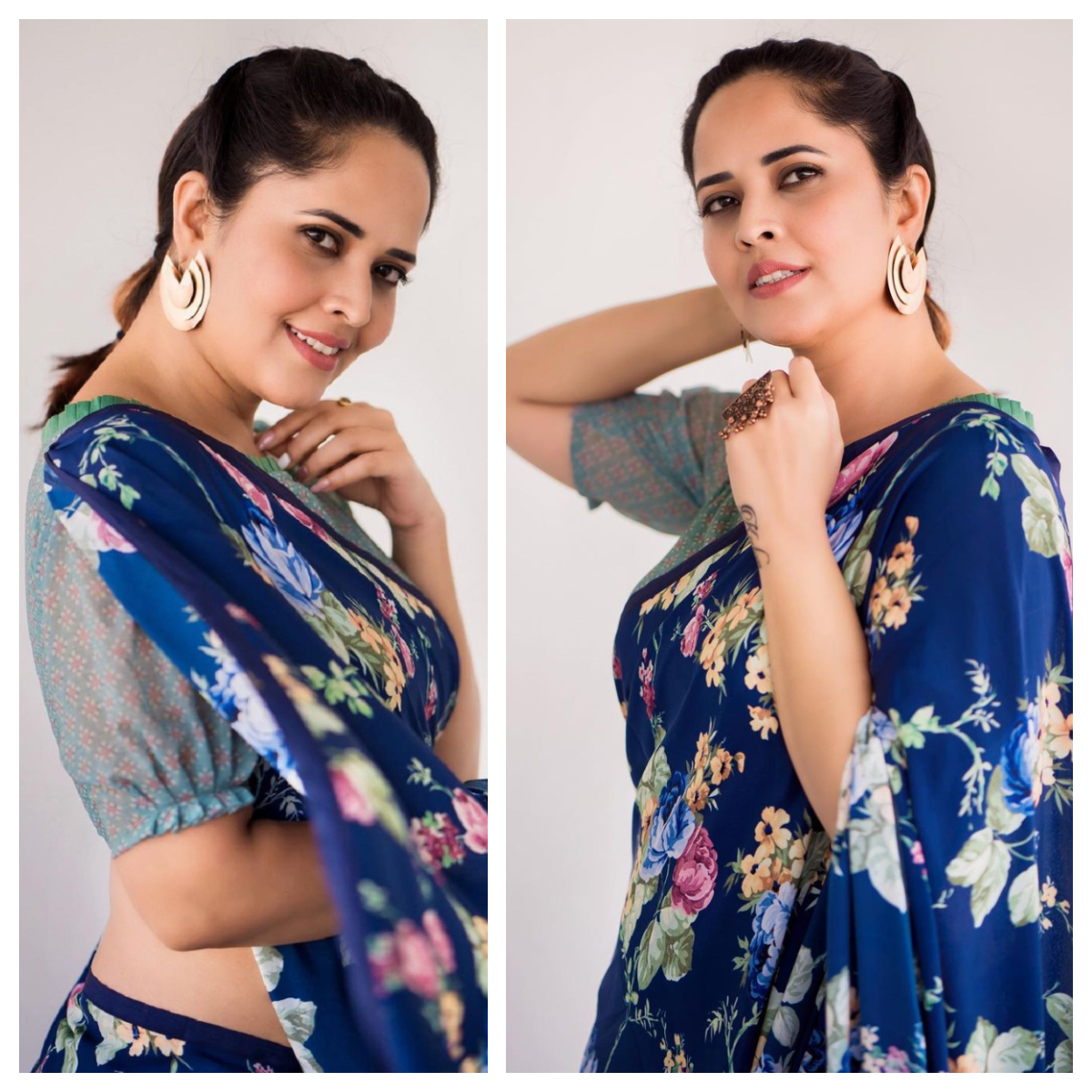 Anasuya Bharadwaj | బ్లూ క‌ల‌ర్ శారీలో కేక‌పెట్టిస్తున్న అనసూయ భరద్వాజ్..