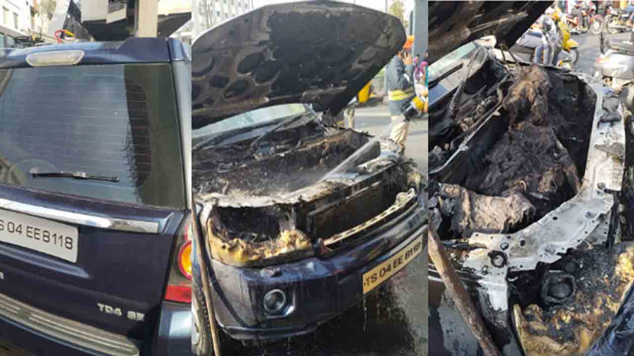 లక్డీకాపూల్‌ వద్ద అకస్మాత్తుగా కారులో మంటలు..