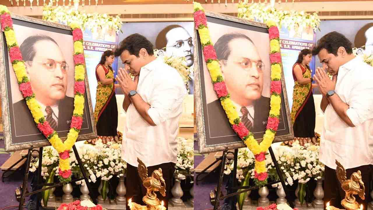 రాజ్యాంగ నిర్మాత అంబేద్క‌ర్‌కు కేటీఆర్ ఘ‌న నివాళులు