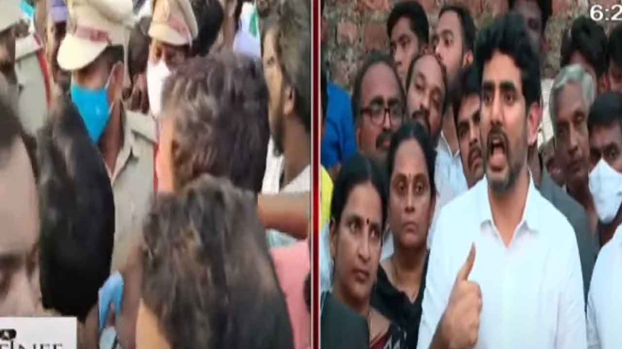 తుమ్మపూడికి నారా లోకేష్‌.. అడ్డుకునేందుకు వైసీపీ యత్నం.. ఉద్రిక్తత