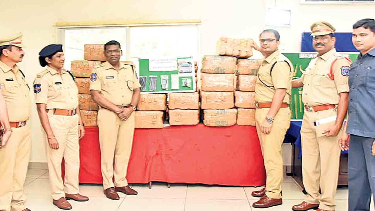 మాటు వేసి.. గంజాయి గుట్టు రట్టు చేసి..