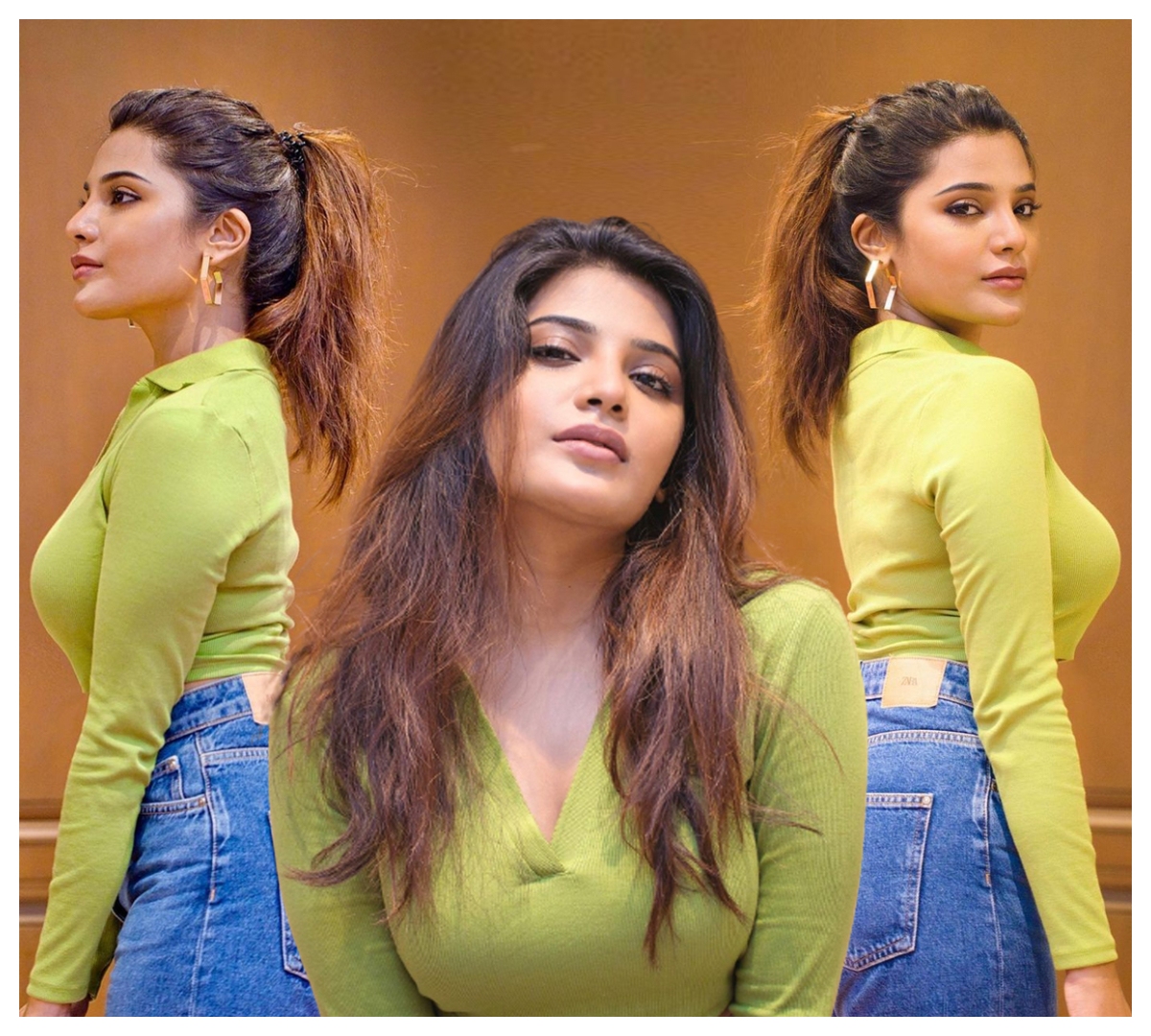 Aathmika | చిలుక‌ప‌చ్చ రంగు టాప్‌లో హీటెక్కిస్తున్న‌ ఆత్మిక..