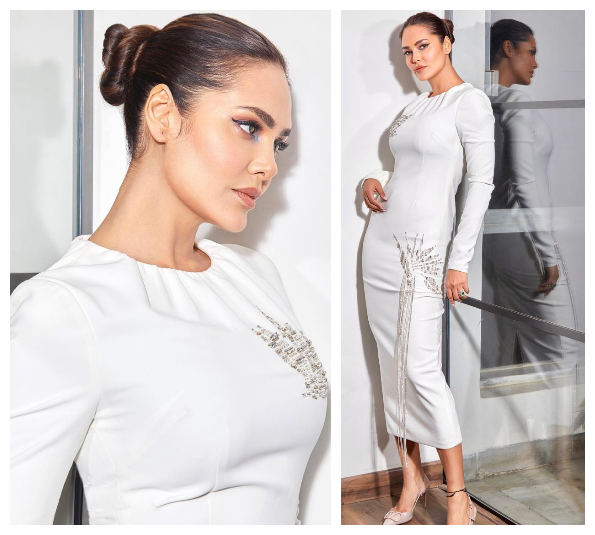 Esha Gupta | వైట్ క‌ల‌ర్ టైట్‌ఫిట్ డ్రెస్‌లో ఇషా గుప్తా సొగ‌సులు..