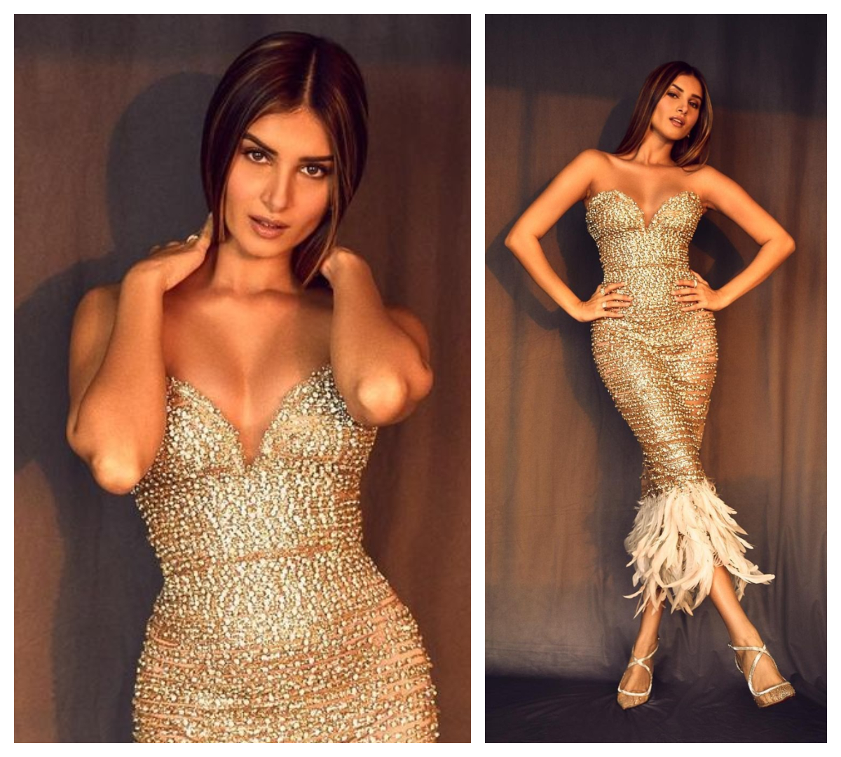 Tara Sutaria | గోల్డెన్ క‌ల‌ర్ టైట్‌ఫిట్ డ్రెస్‌లో తారా సుతారియా ఒంపుసొంపులు..