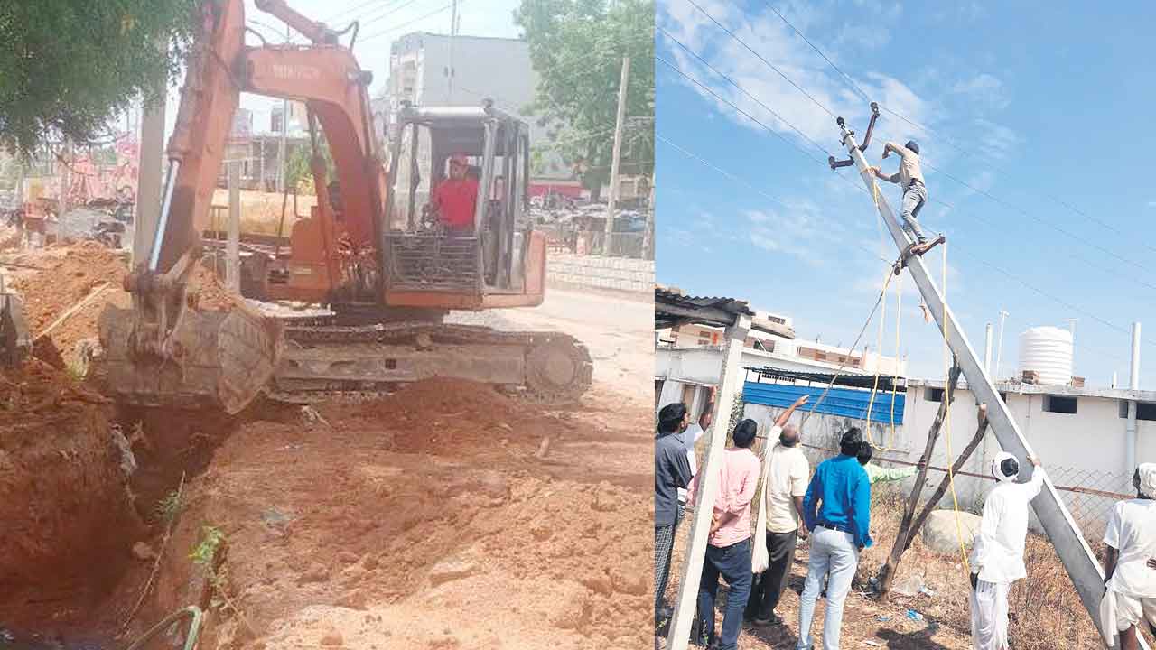 స్తంభాలు సరిచేసి.. కాల్వలు శుభ్రం చేసి