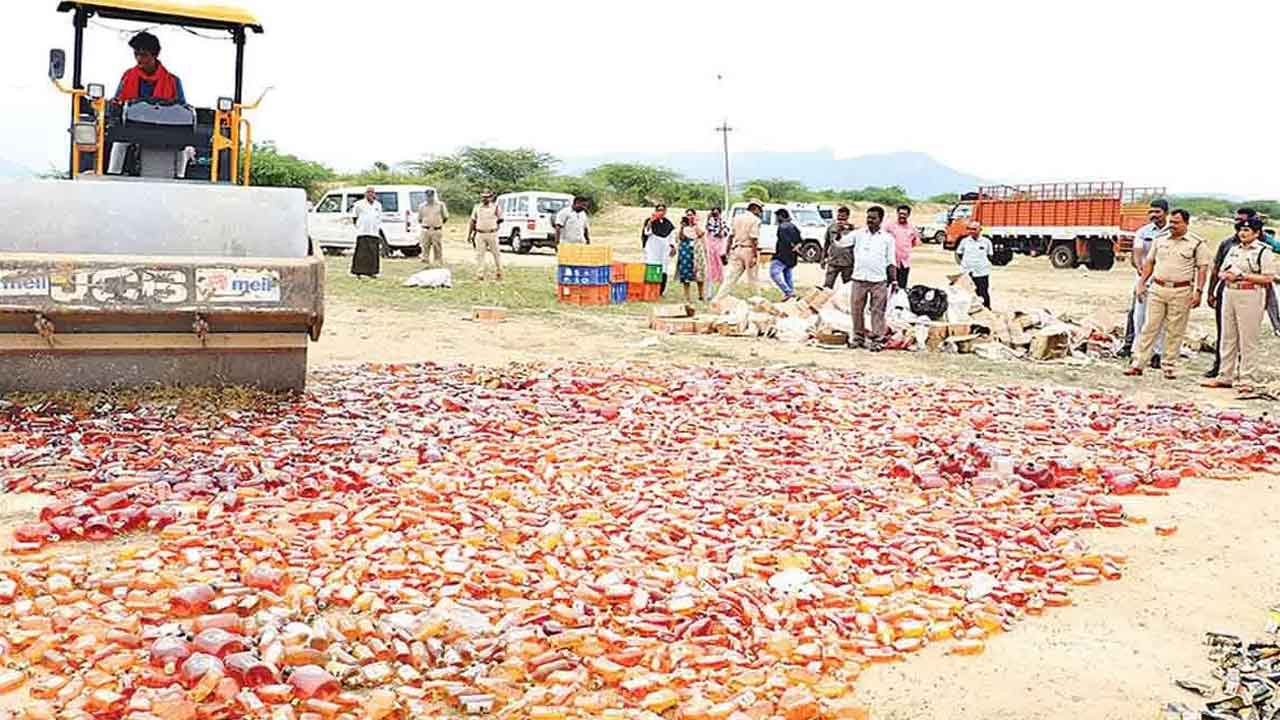 తిరుపతిలో రూ.68 లక్షల విలువైన మద్యం ధ్వంసం