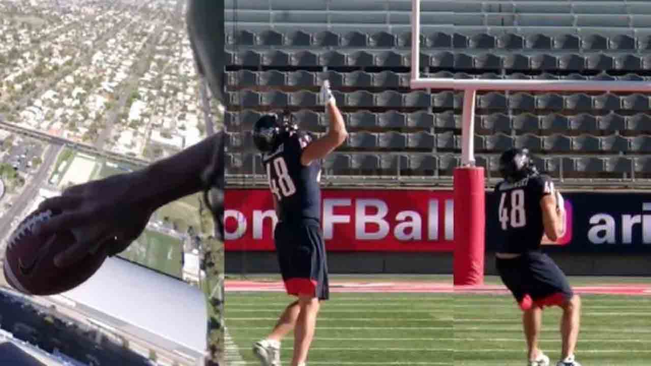 Watch:620 అడుగుల ఎత్తు నుంచి విసిరిన ఫుట్‌బాల్‌… క్యాచ్‌ పట్టుకుని గిన్నీస్ వరల్డ్ రికార్డ్‌