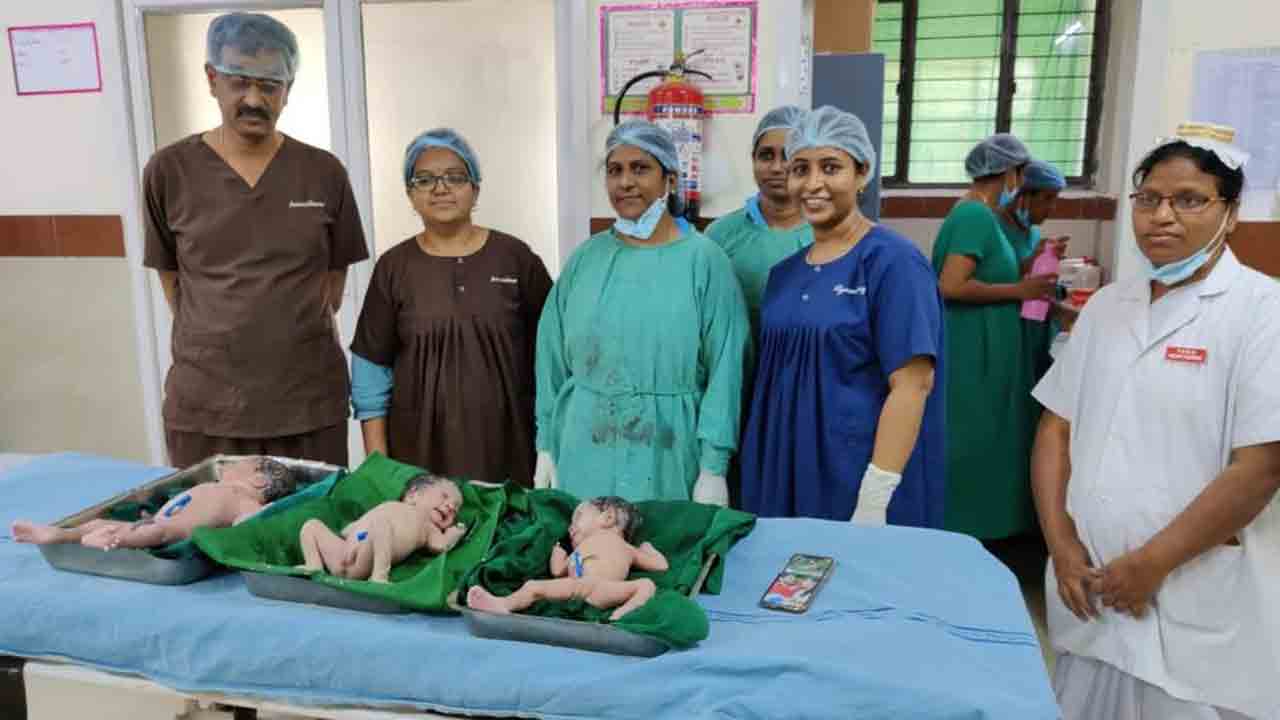 పెద్దాసుపత్రిలో ముగ్గురు కవలల జననం
