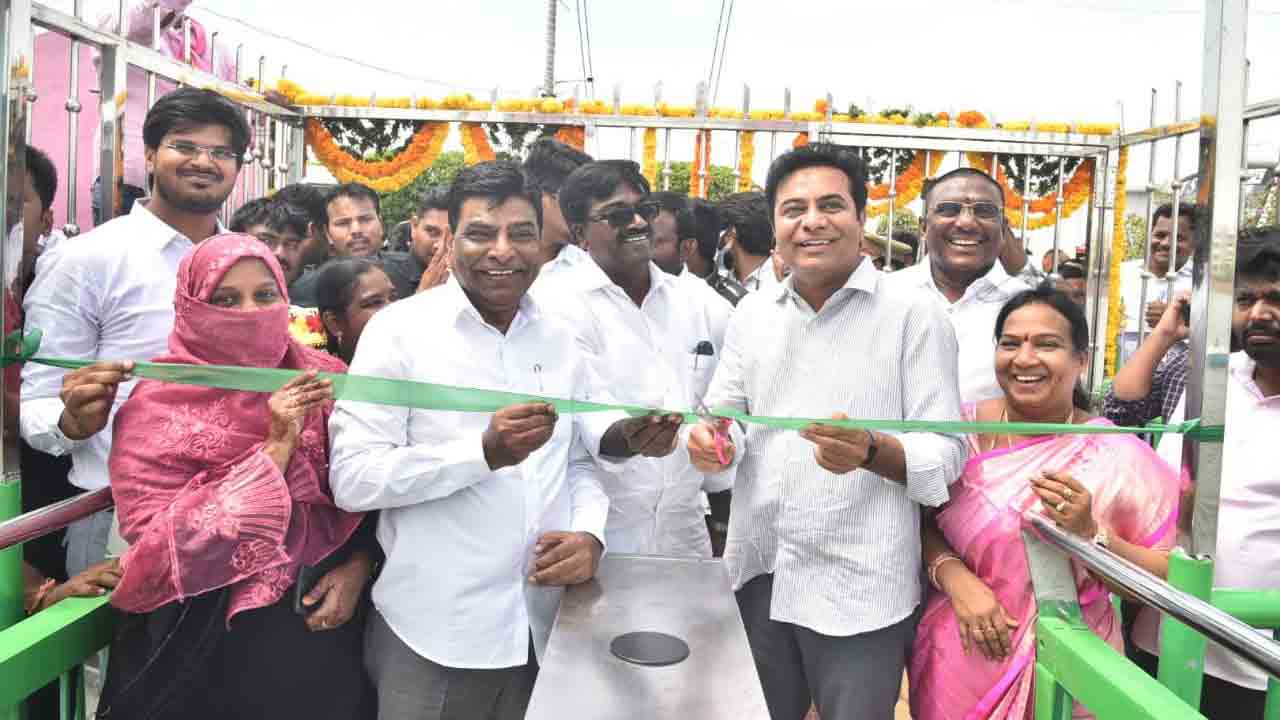 ల‌కారం చెరువుపై కేబుల్ బ్రిడ్జిని ప్రారంభించిన మంత్రి కేటీఆర్