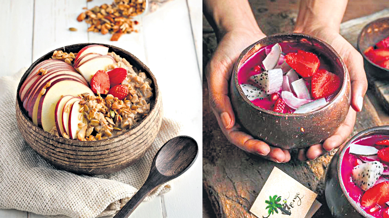 స్టీల్ ప్లేటులో వ‌డ్డించ‌డం ఓల్డ్ మోడ‌ల్‌.. కొబ్బ‌రి చిప్ప‌ల్లో తిన‌డ‌మే ఇప్పుడు న‌యా ట్రెండ్ !!