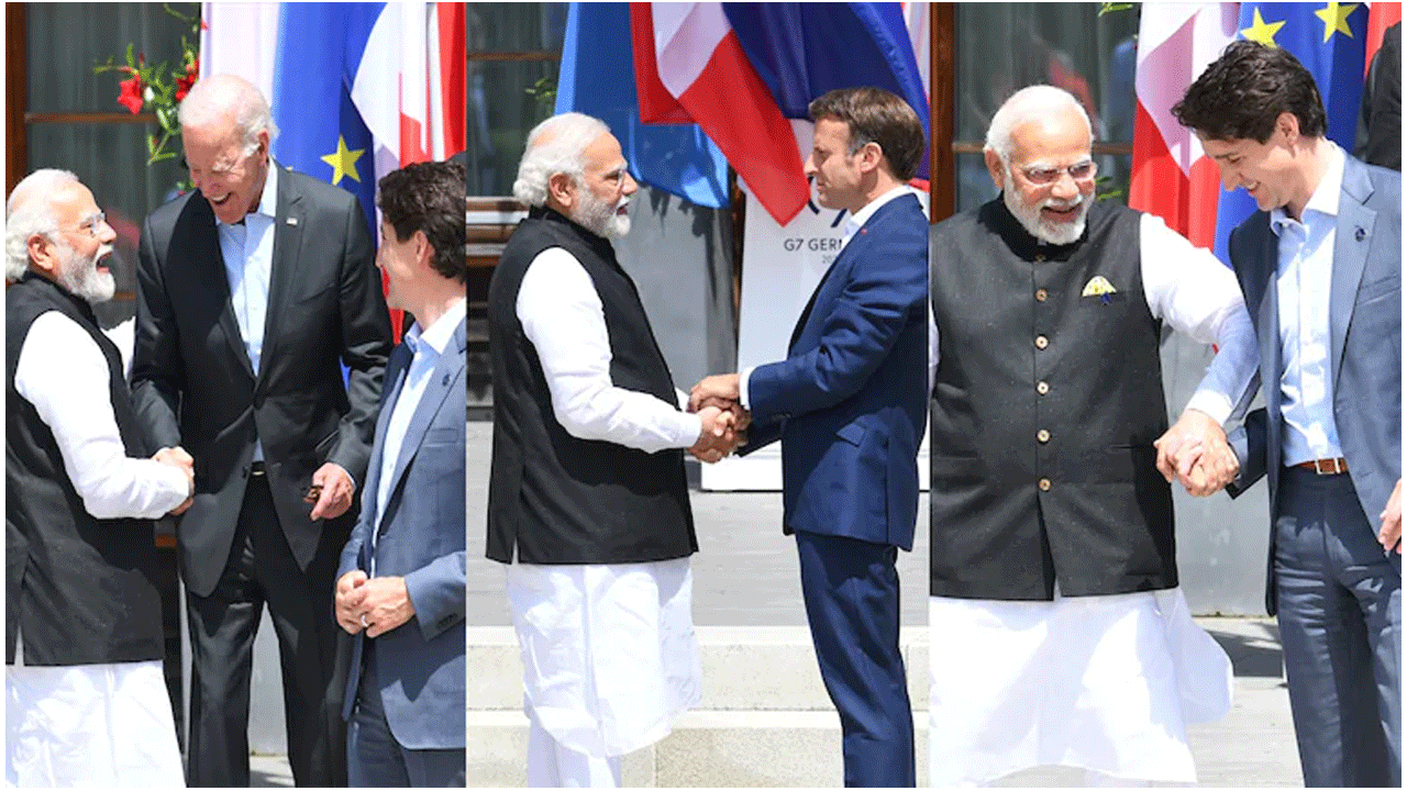 G7 summit | జో బైడెన్‌, మాక్ర‌న్‌, ట్రుడోల‌తో ప్ర‌ధాని మోదీ భేటీ!