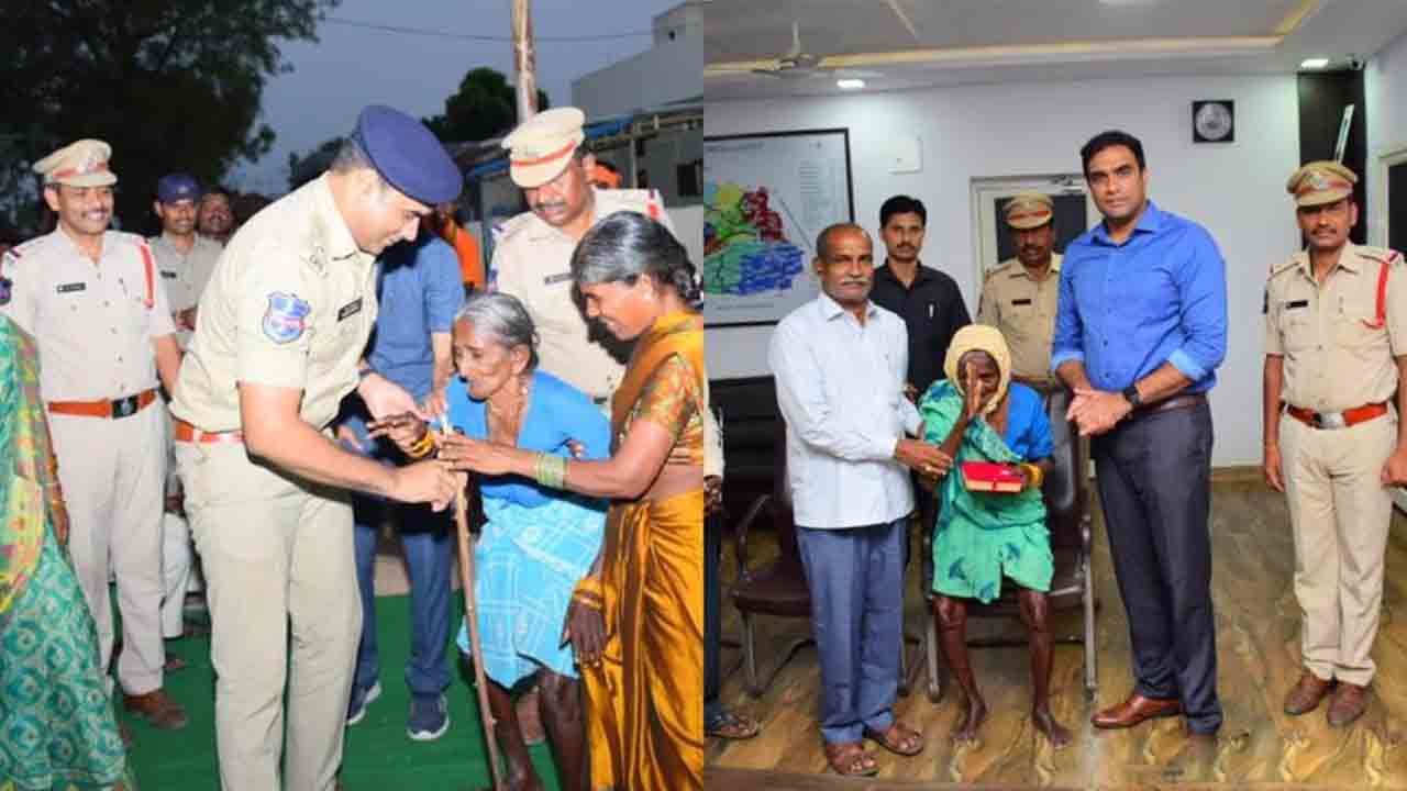 సిరిసిల్ల ఎస్పీ రాహుల్ హెగ్డేకి సలాం కొట్టిన అవ్వ..