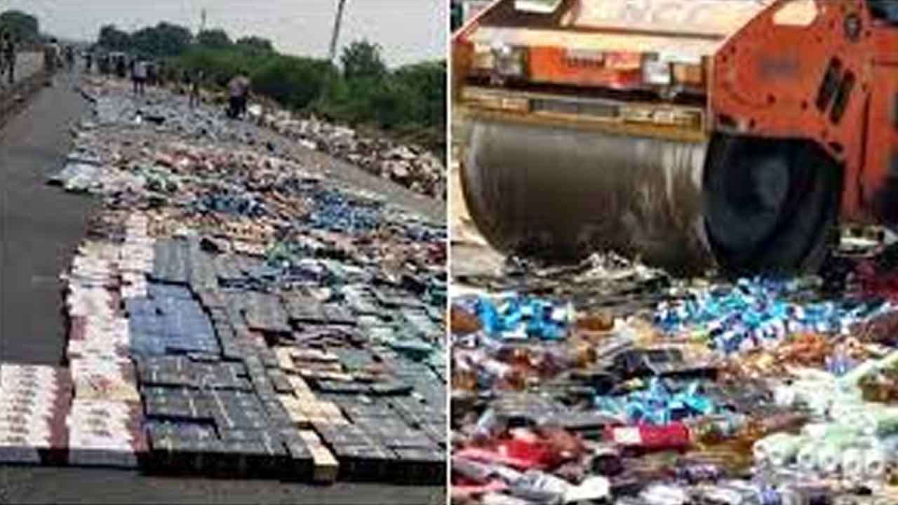 కర్నూలులో రూ. 2 కోట్ల అక్రమ మద్యం ధ్వంసం