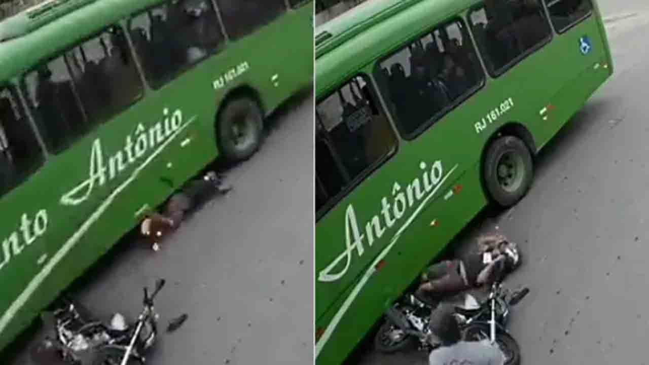 Viral Video: బస్సు కింద పడిన బైకర్‌… ప్రాణాలు కాపాడిన హెల్మెట్‌