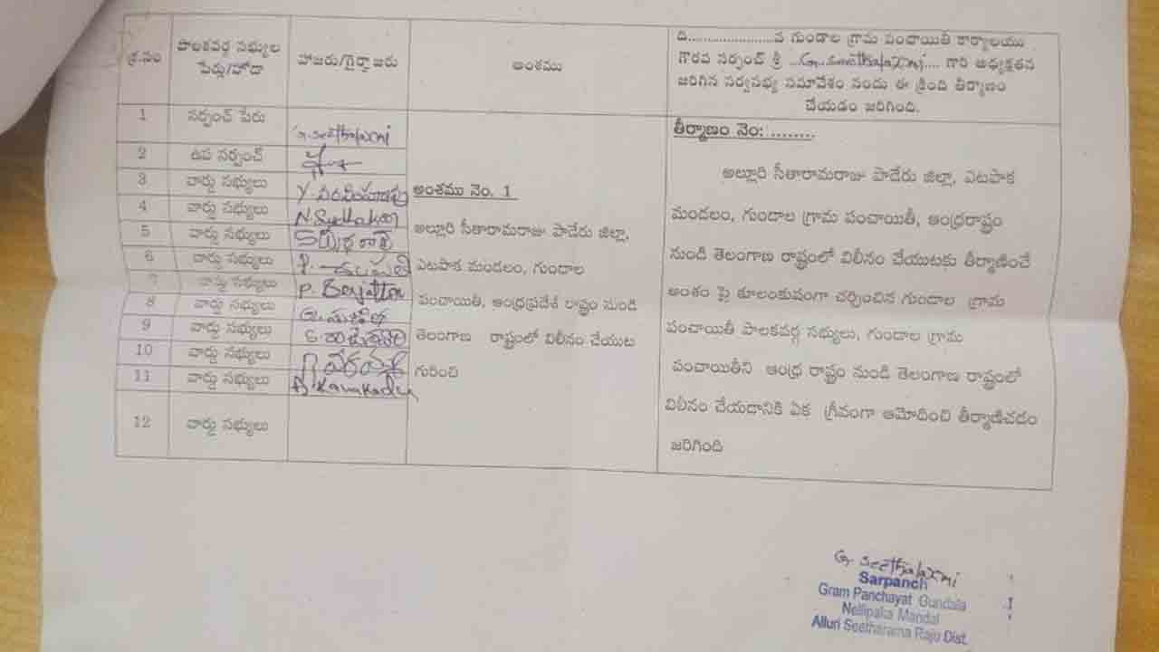 మమ్మల్ని తెలంగాణలో కలిపేయండి..! ఆ ఐదు గ్రామాల తీర్మానం
