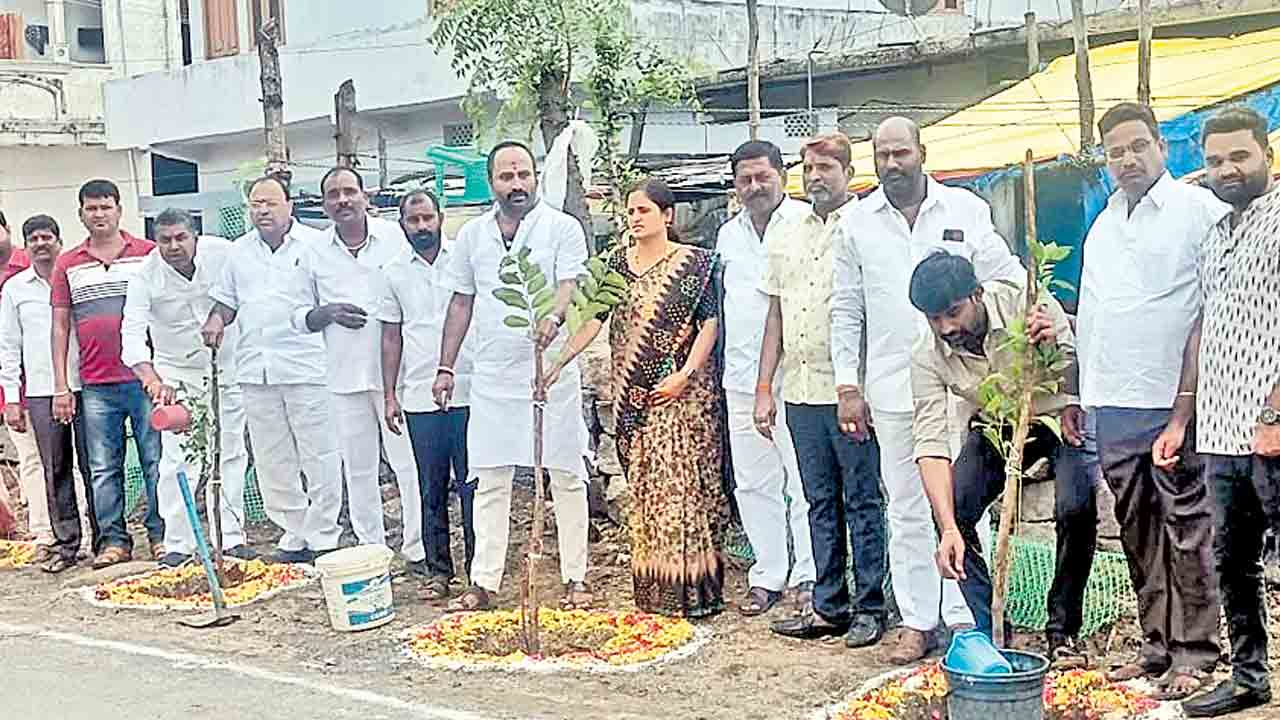 మొక్కలు నాటి.. పండ్లు పంచి