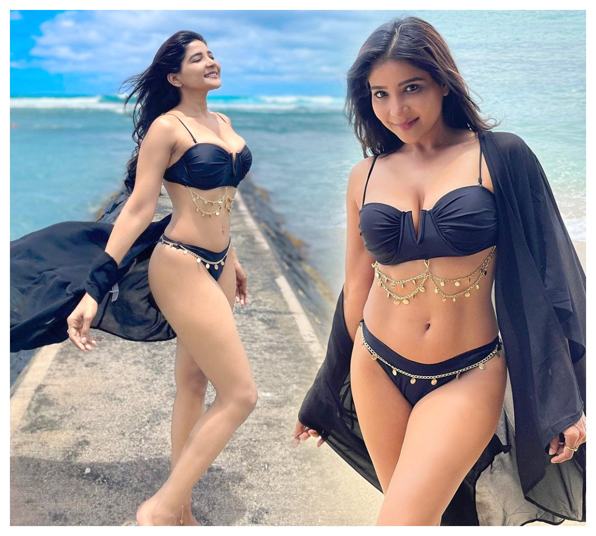 Sakshi Agarwal | సాగ‌ర తీరాన బికినీలో రెచ్చిపోయిన సాక్షి అగర్వాల్..