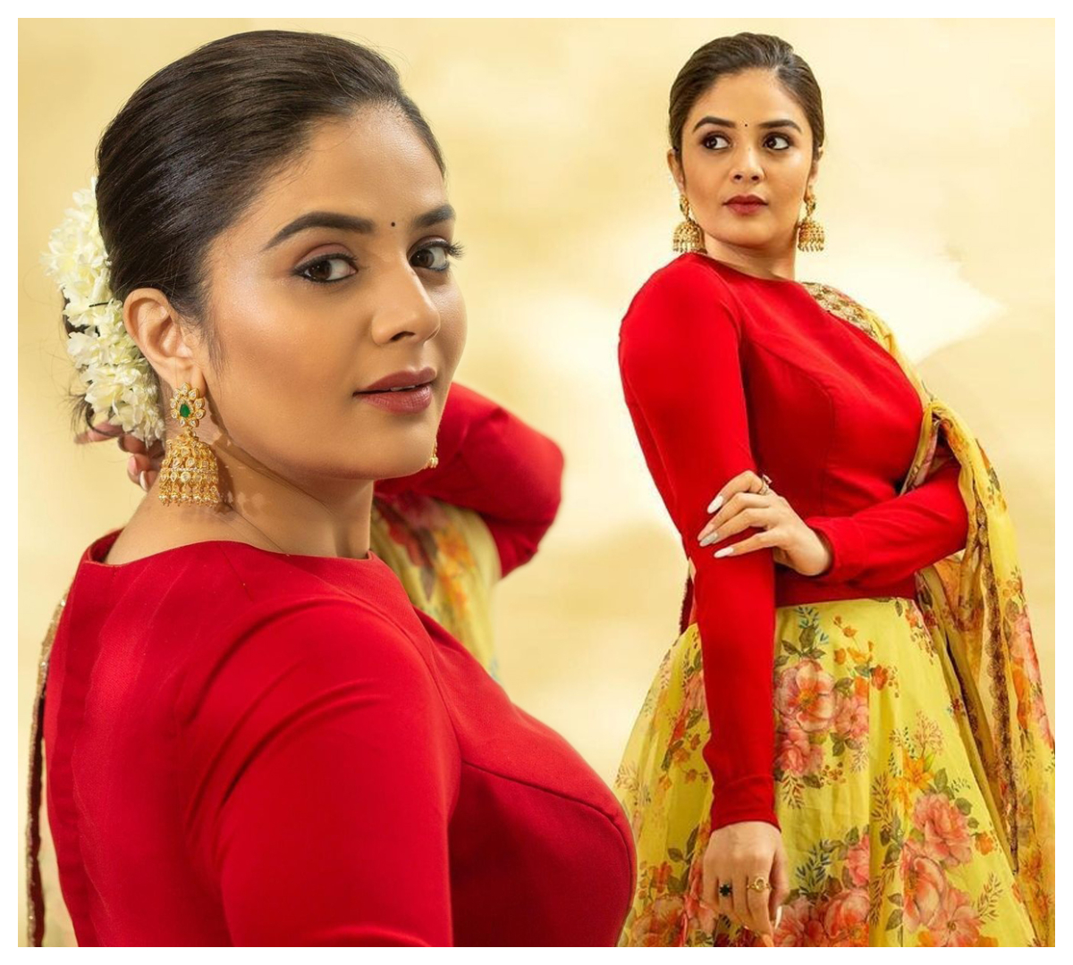 Sreemukhi | కొప్పున పూలెట్టుకొని కేకపుట్టిస్తున్న శ్రీముఖి..