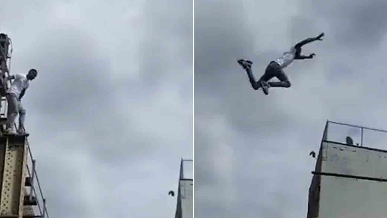 పోలీసుల నుంచి తప్పించుకోవడానికి డేంజరస్ స్టంట్.. వైరల్ అవుతున్న వీడియో