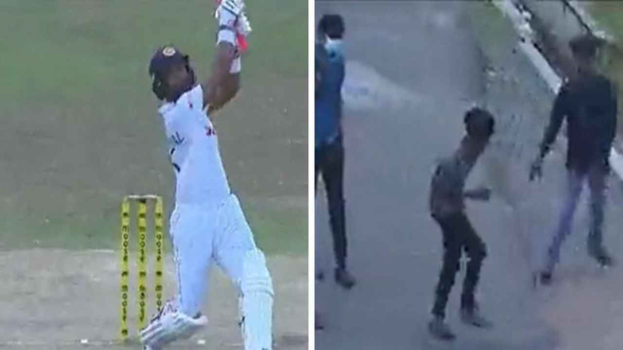 చండీమాల్ భారీ సిక్స‌ర్‌.. స్టేడియం బయ‌ట కుర్రాడికి త‌గిలిన బంతి.. వీడియో వైర‌ల్