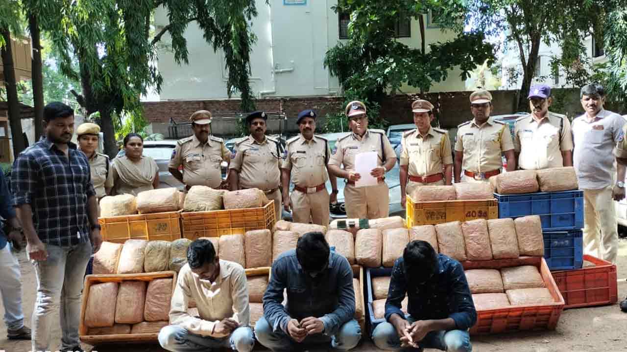 440 కిలోల గంజాయి ప‌ట్టివేత‌.. ముగ్గురిని అదుపులోకి తీసుకున్న పోలీసులు