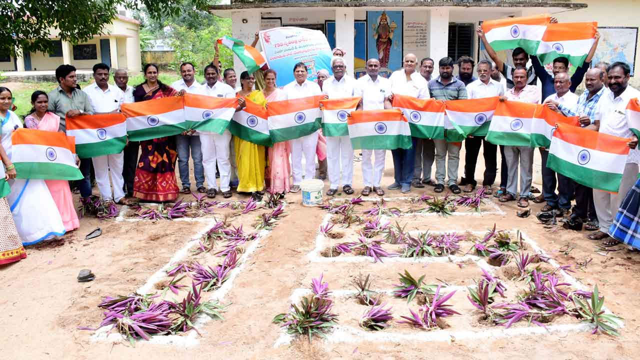 జెండాల పంపిణీ.. మొక్కల నాటింపు