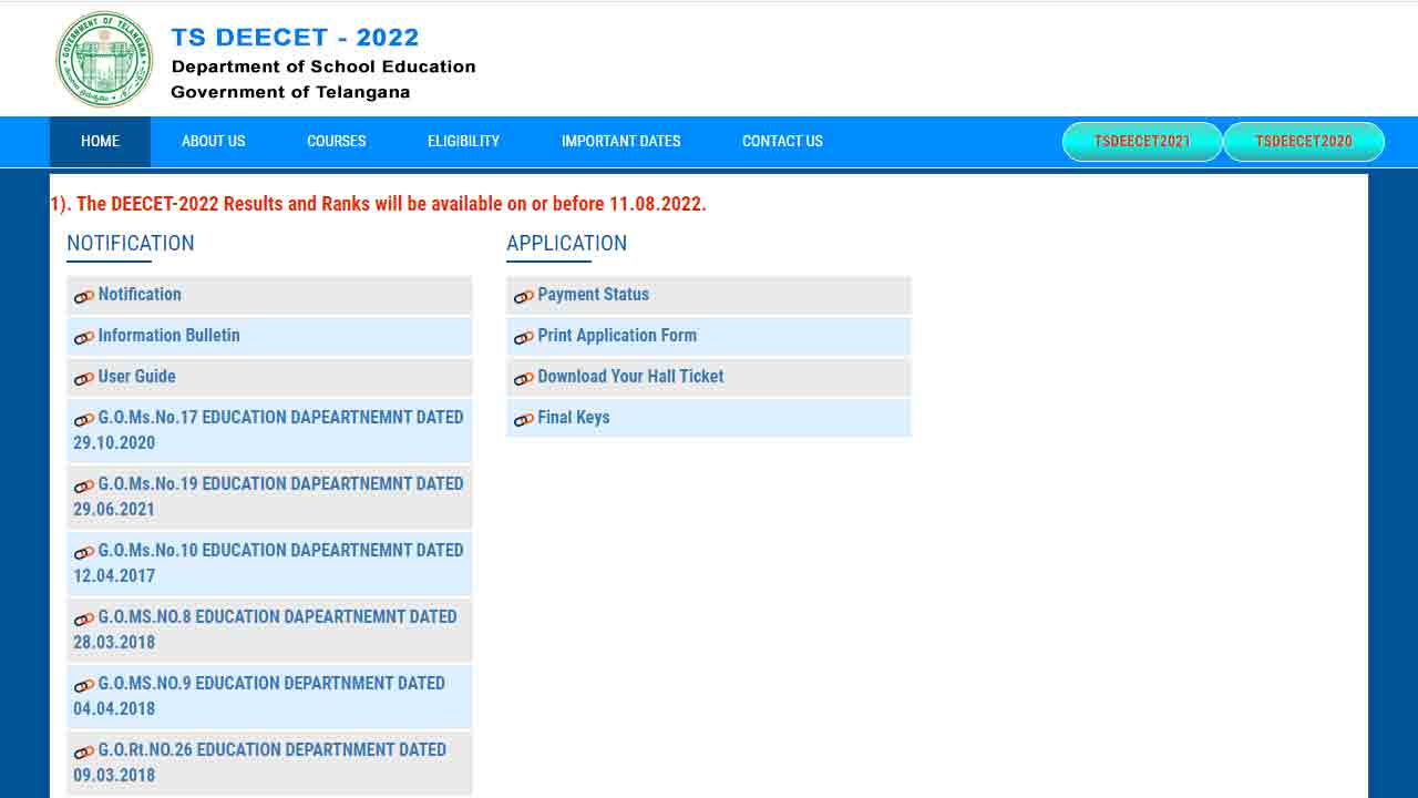 TS DEECET 2022 ఫ‌లితాలు విడుద‌ల‌