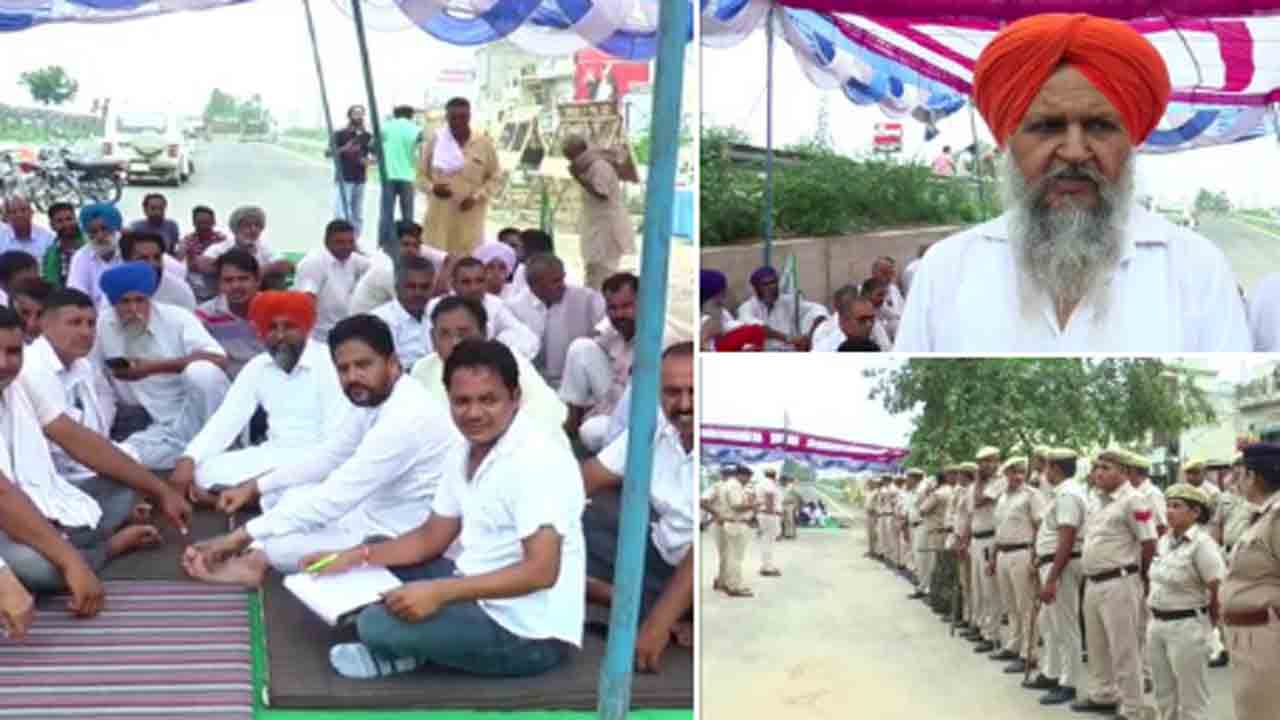 బీజేపీ మంత్రి ఇంటి ముందు రైతుల బైఠాయింపు… అదానీ, అంబానీలకు భూములపై నిరసన