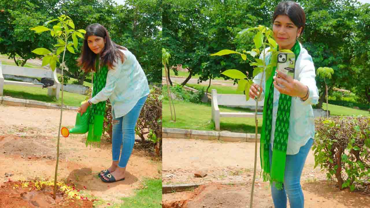 గ్రీన్ ఇండియా చాలెంజ్.. మొక్కలు నాటిన నిఖత్ జరీన్
