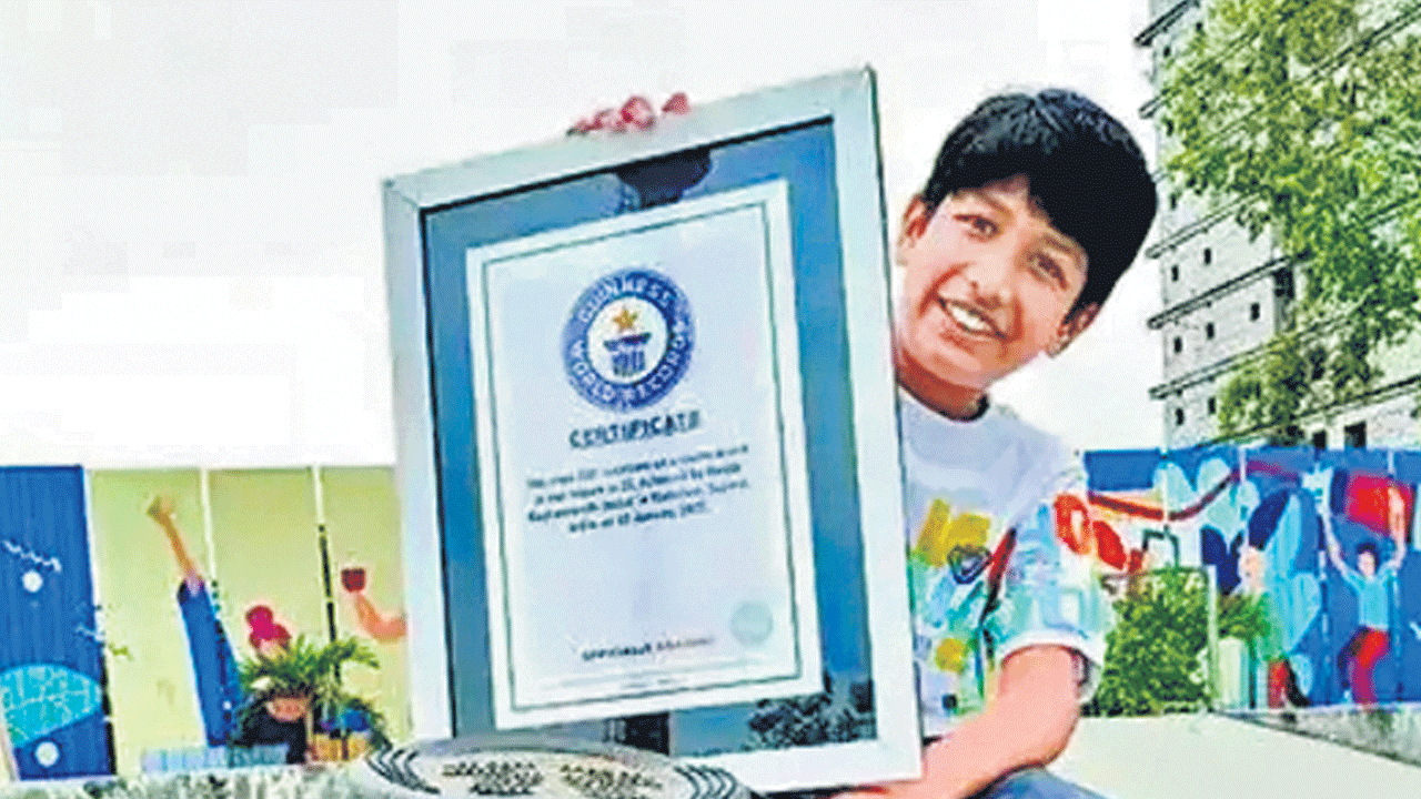 గుజరాత్‌ బాలుడి గిన్నిస్‌ రికార్డు