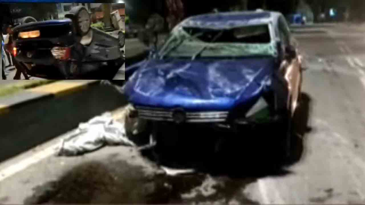 హైటెక్‌సిటీ వద్ద డివైడర్‌ను ఢీకొట్టి బోల్తాపడిన కారు