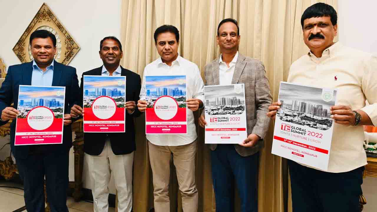 హైద‌రాబాద్ వేదిక‌గా టీఐఈ గ్లోబ‌ల్ స‌ద‌స్సు.. పోస్ట‌ర్ ఆవిష్క‌రించిన కేటీఆర్