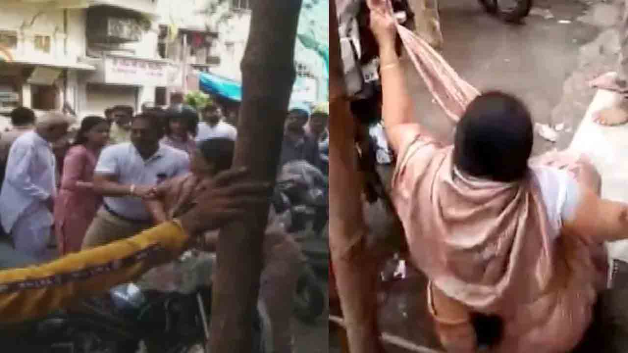 మ‌హిళ‌ను తోసేసిన రాజ్ థాక‌రే అనుచ‌రులు.. వీడియో వైర‌ల్