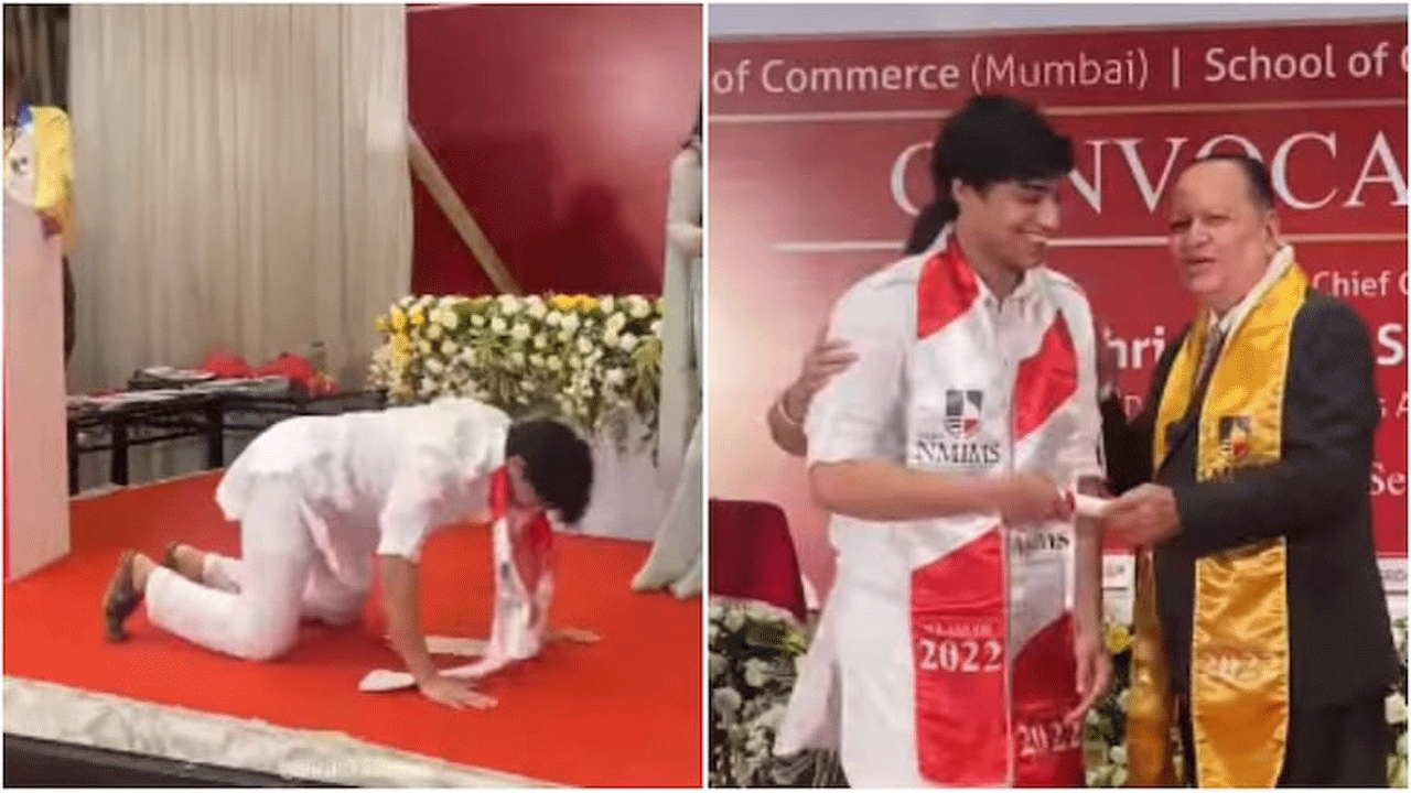 క్రేజీ వీడియో : ప‌ట్టా తీసుకునే ముందు స్టేజ్‌పై డ్యాన్స్‌తో దుమ్మురేపాడు!