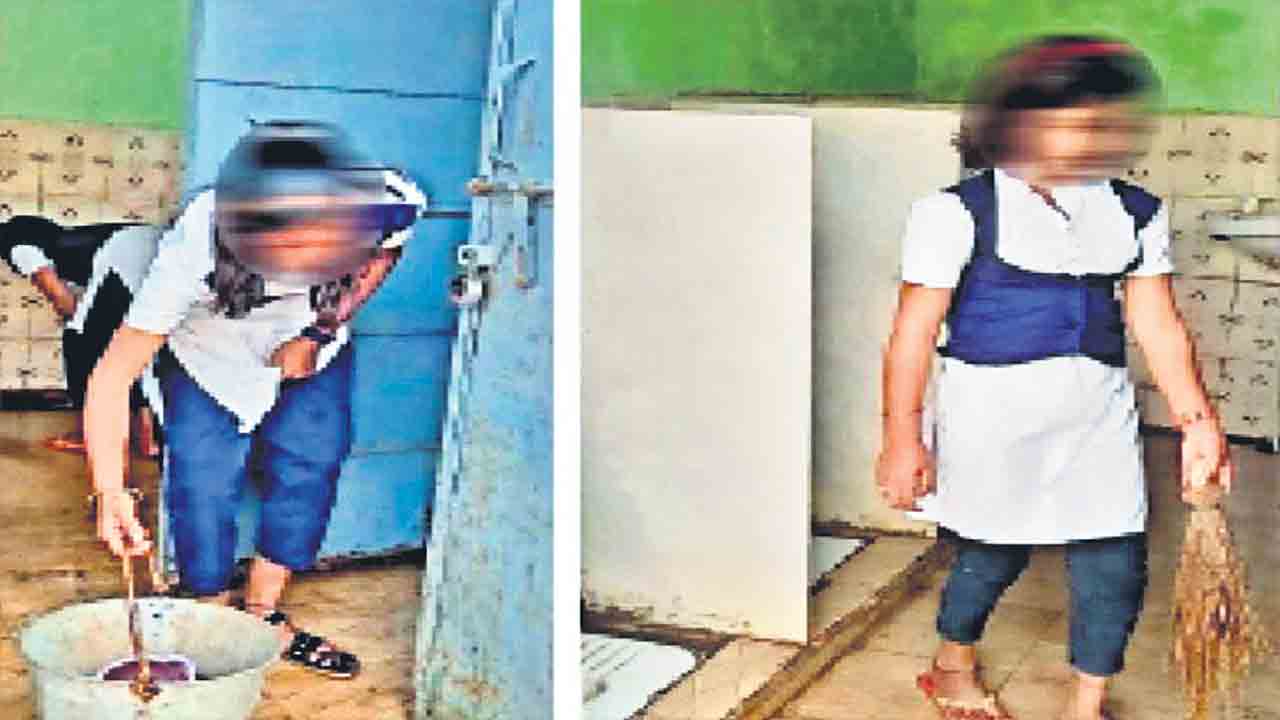 పుస్తకాలు ఉండాల్సిన చేతుల్లో చీపుర్లు.. మధ్యప్రదేశ్‌లో విద్యార్థుల అవస్థ