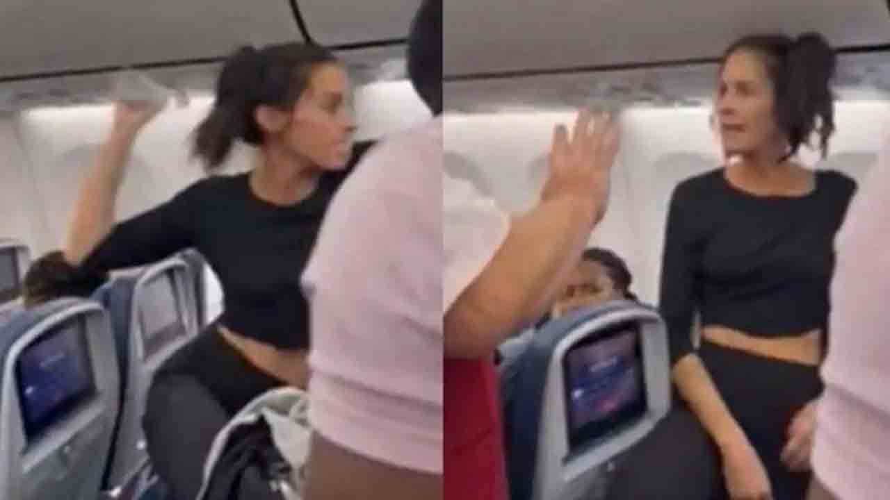 Viral Video: విమానంలో మహిళ దురుసు ప్రవర్తన… ప్రయాణికుడిపై బాటిల్‌ విసిరి రచ్చ