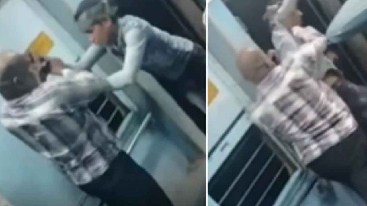 Thrown from train | ప్రయాణికుల మధ్య వివాదం.. నడుస్తున్న రైలు నుంచి ఒకరి తోసివేత.. వీడియో
