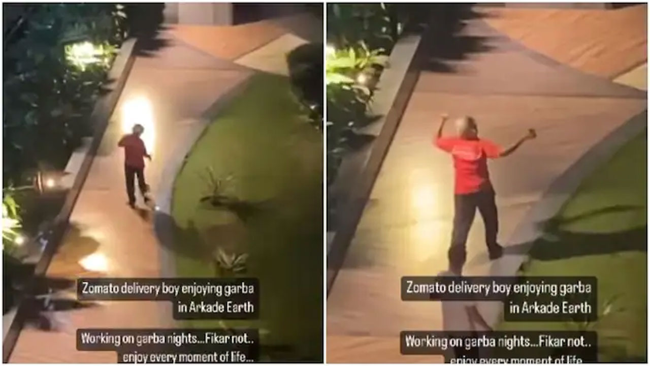 వైర‌ల్ వీడియో | ఆక‌ట్టుకున్న‌ జొమాటో డెలివ‌రీ ఎగ్జిక్యూటివ్ గ‌ర్భా డ్యాన్స్‌!