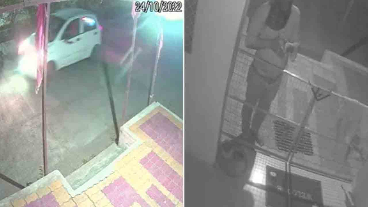 Watch: కారులో గుడికి వెళ్లి… దేవుడ్ని ప్రార్థించిన తర్వాత హుండీ చోరీ