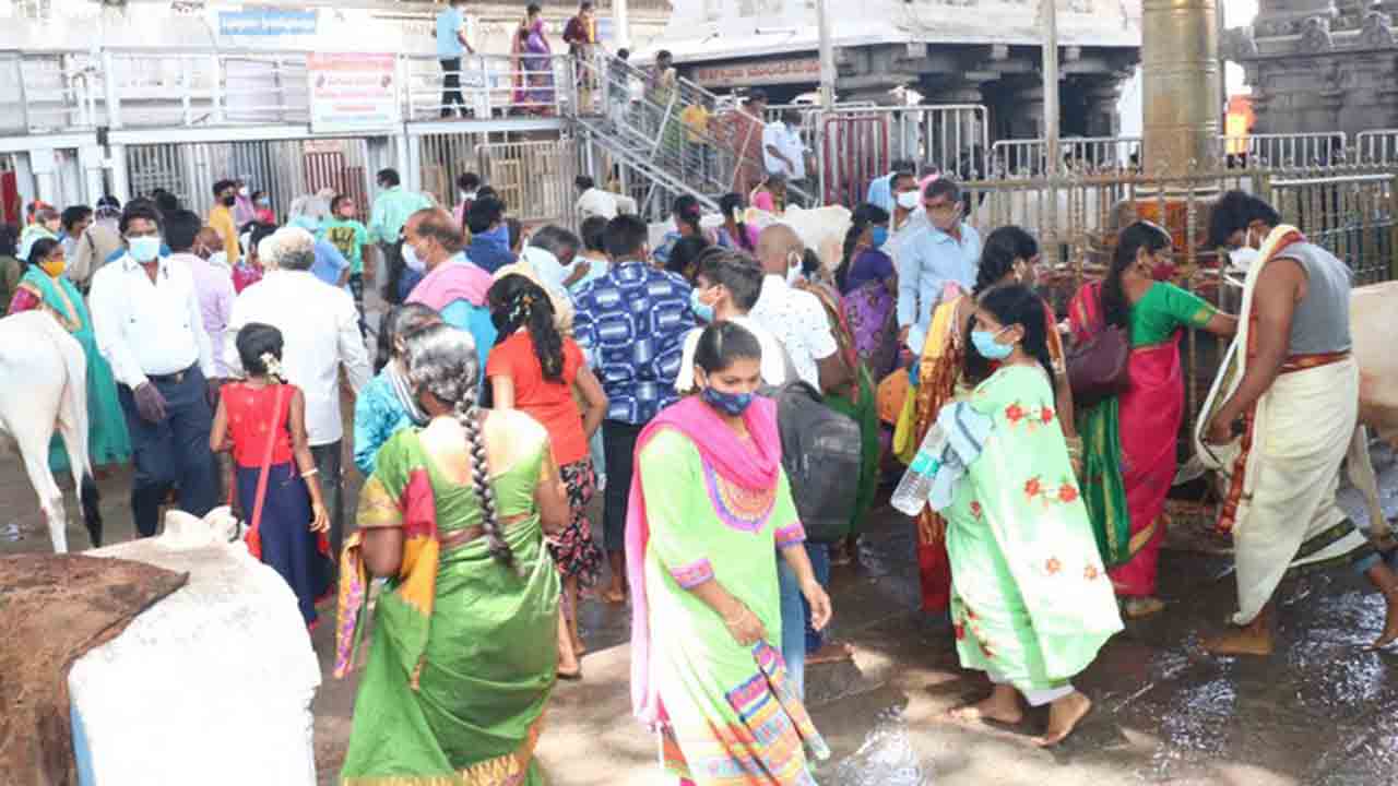 రాజన్న ఆలయంలో భక్తుల రద్దీ