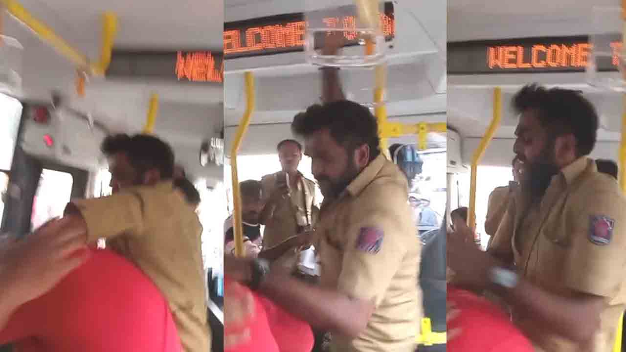 మధ్య వేలు చూపాడని బైకర్‌ను చితకబాదిన బస్సు డ్రైవర్‌.. వీడియో